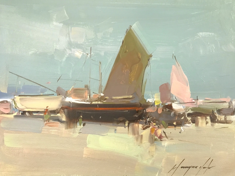 Sail Boats, Original oil Painting, Handmade artwork, Ready to hang          